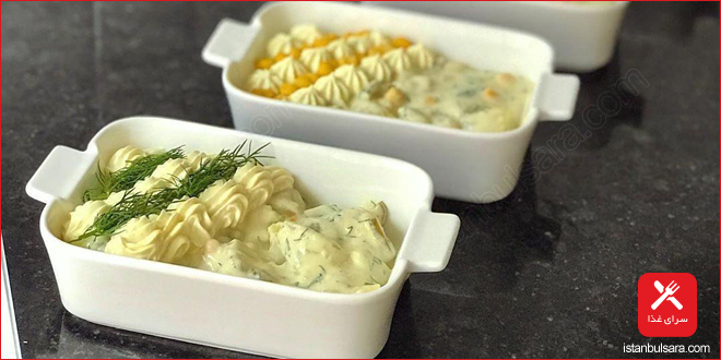 سالاد سیب زمینی با مرغ و خردل