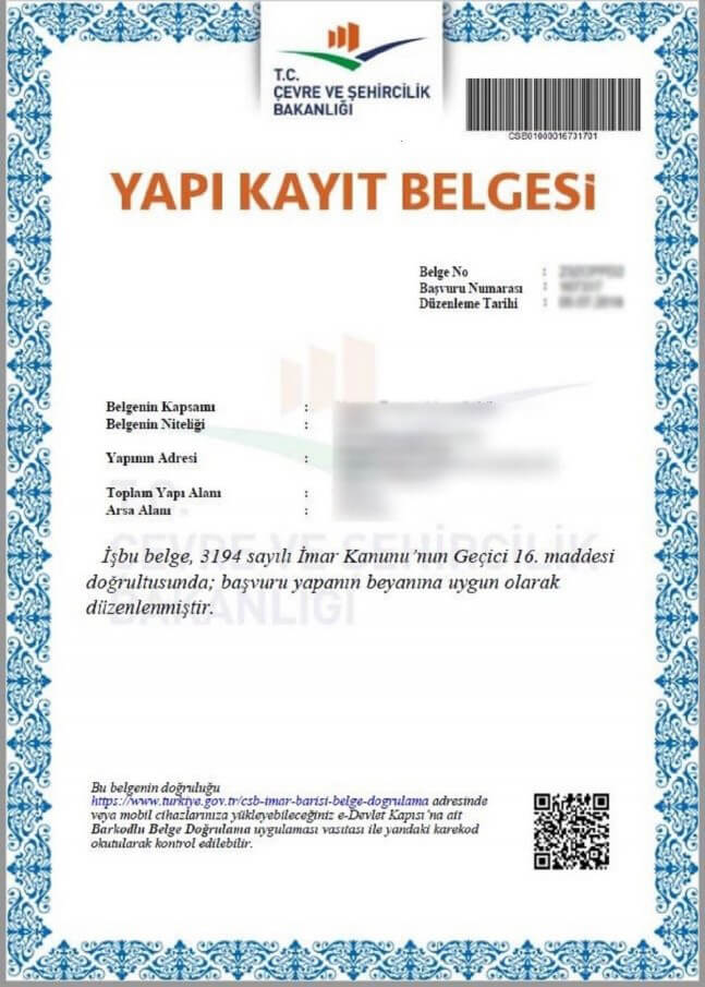 گواهی ثبت ساختمان در ترکیه و اهمیت آن